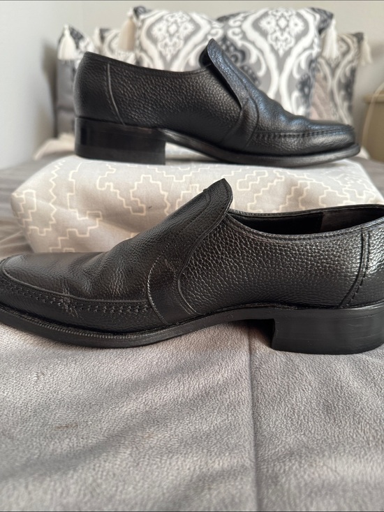 Ambassador men’s hand crafted Black Pebbled Leather formal dress Loafers Sz 9D main image 7